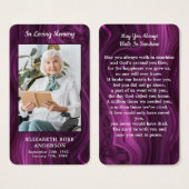 Carte de prière funéraire de photo en marbre viole (Devant & derrière)