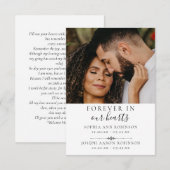 Carte de prière funéraire double photo commémorati (Devant / Derrière)