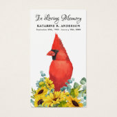 Carte de prière funéraire du cardinal commémoratif (Devant)