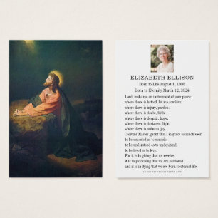 Carte de prière funéraire du Jardin Jésus de Geths