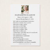 Carte de prière funéraire du Jardin Jésus de Geths (Dos)