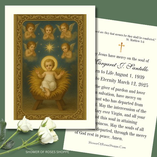 Carte de prière funéraire du Mémorial de Noël cath