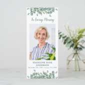 Carte de prière funéraire du mémorial d'Eucalyptus (Debout devant)