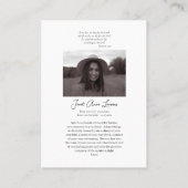 Carte de prière funéraire du Sacré-Coeur de Jésus (Dos)