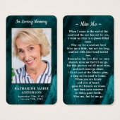 Carte de prière funéraire Emerald Green (Devant & derrière)