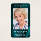 Carte de prière funéraire Emerald Green (Devant)