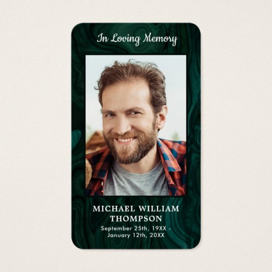 Carte de prière funéraire Emerald Green (Devant)