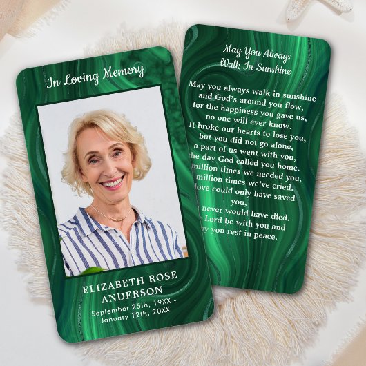 Carte de prière funéraire Emerald Green