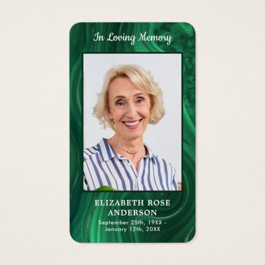 Carte de prière funéraire Emerald Green (Devant)