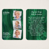 Carte de prière funéraire Emerald Green 3 Photo Me (Devant & derrière)
