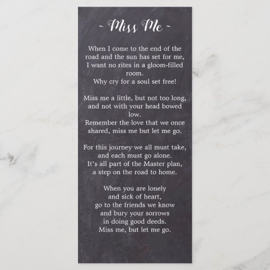 Carte de prière funéraire en ardoise grise Eucalyp (Dos)