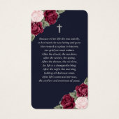 Carte de prière funéraire en argent Blue Red Roses (Dos)