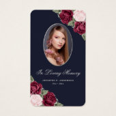 Carte de prière funéraire en argent Blue Red Roses (Devant)