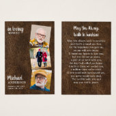 Carte de prière funéraire en cuir Memorial 3 (Devant & derrière)