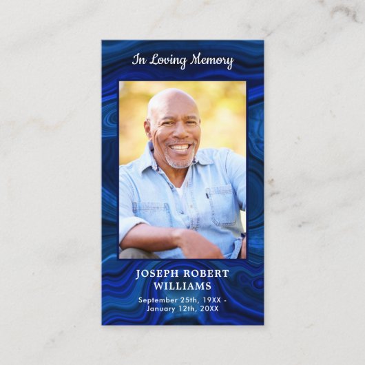 Carte de prière funéraire en marbre bleu Photo (Devant)