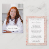 Carte de prière funéraire en marbre rose avec phot (Devant / Derrière)