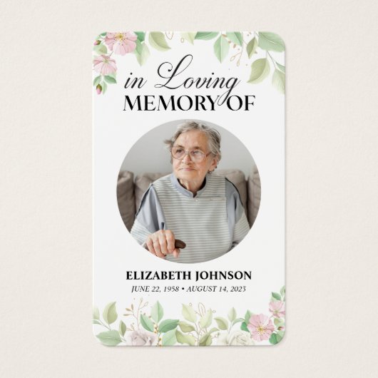 Carte de prière funéraire en mémoire d'amour (Devant)