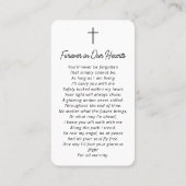 Carte de prière funéraire en mémoire d'amour (Dos)