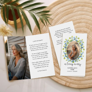 Carte de prière funéraire en mémoire d'amour