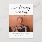 Carte de prière funéraire en mémoire d'amour avec  (Devant)