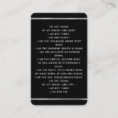 Carte de prière funéraire en noir blanc (Dos)