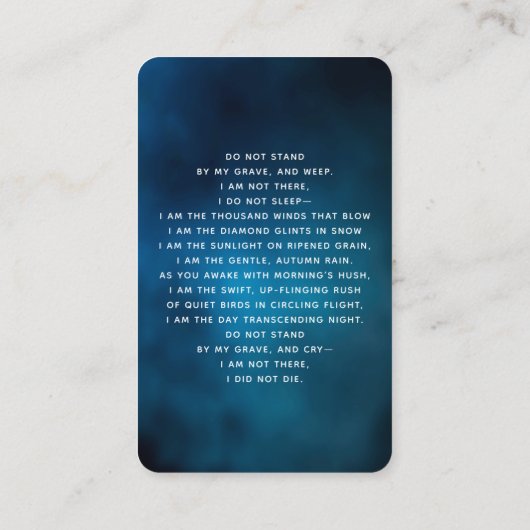 Carte de prière funéraire en or bleu ciel (Dos)