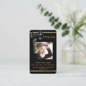 Carte de prière funéraire en or noir (Debout devant)