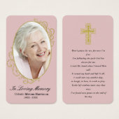Carte de prière funéraire en or rose Dusty (Devant & derrière)