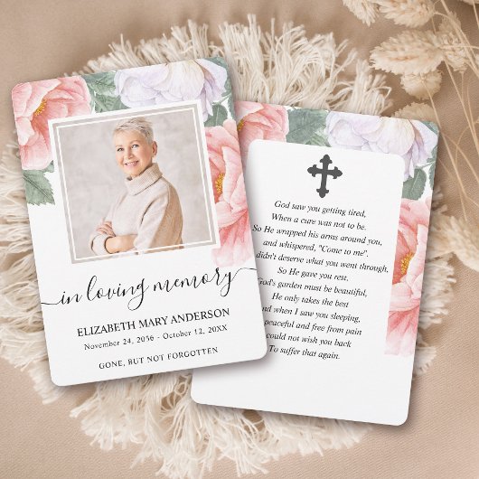 Carte de prière funéraire en sympathie de l'aquare