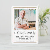 Carte de prière funéraire en sympathie minimale (Debout devant)