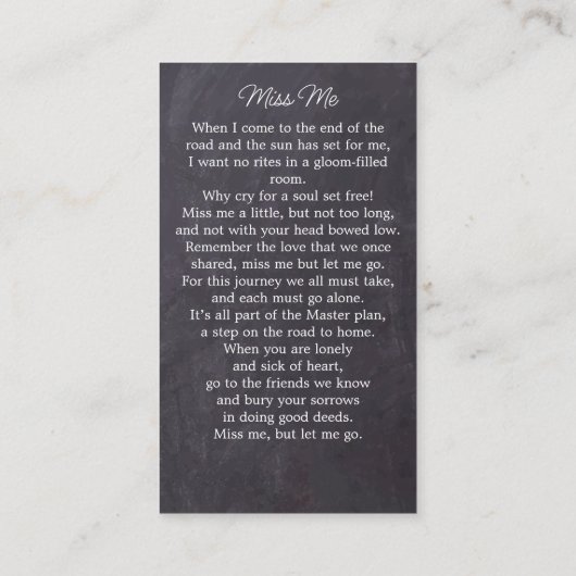 Carte de prière funéraire Eucalyptus (Dos)