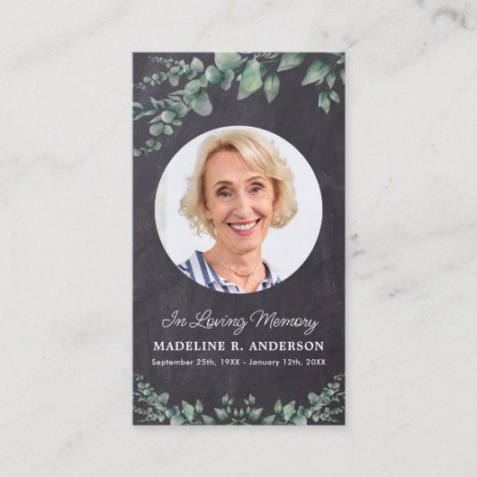 Carte de prière funéraire Eucalyptus (Devant)