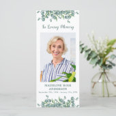 Carte de prière funéraire Eucalyptus Memorial (Debout devant)