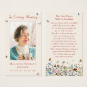 Carte de prière funéraire Fleur sauvage moderne (Devant & derrière)