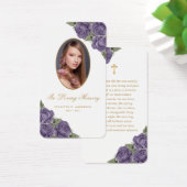 Carte de prière funéraire Floral Purple Gold (Bureau)