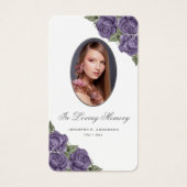 Carte de prière funéraire Floral violet argenté (Devant)