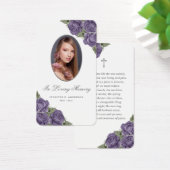 Carte de prière funéraire Floral violet argenté (Bureau)