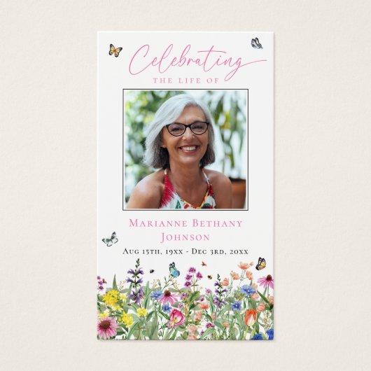 Carte de prière funéraire Florale (Devant)