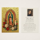 Carte de prière funéraire florale de Guadalupe (Devant & derrière)