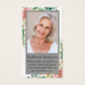 Carte de prière funéraire florale Eucalyptus (Devant)