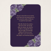 Carte de prière funéraire florale violette (Dos)