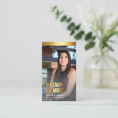 Carte de prière funéraire Gold et Black Photo (Debout devant)