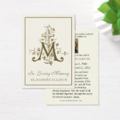 Carte de prière funéraire Gold Marian Cross Virgin (Bureau)