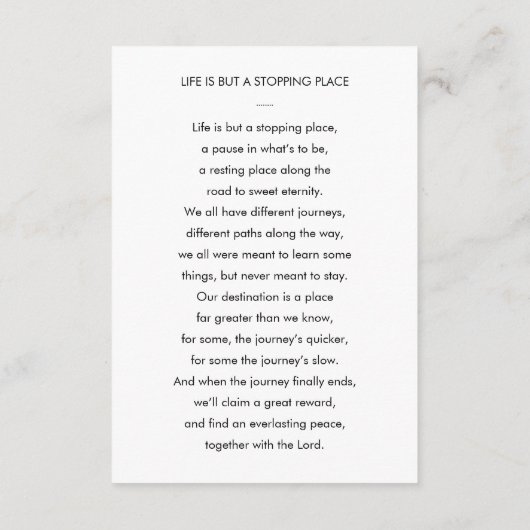 Carte De Prière Funéraire Gris Classique Avec Phot (Dos)