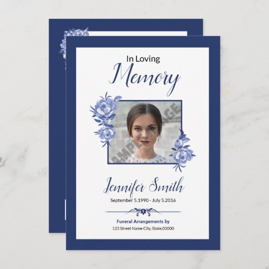 Carte de prière funéraire imprimable (Devant / Derrière)