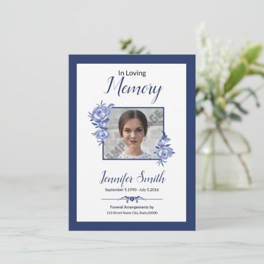 Carte de prière funéraire imprimable (Debout devant)