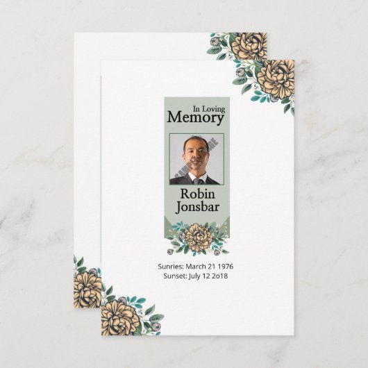 Carte de prière funéraire imprimable (Devant / Derrière)