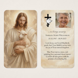 Carte de prière funéraire Jésus Bon Berger