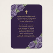Carte de prière funéraire mauve-or (Dos)