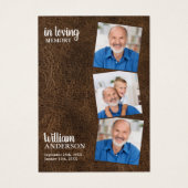 Carte de prière funéraire Memorial 3 Photo Leather (Devant)